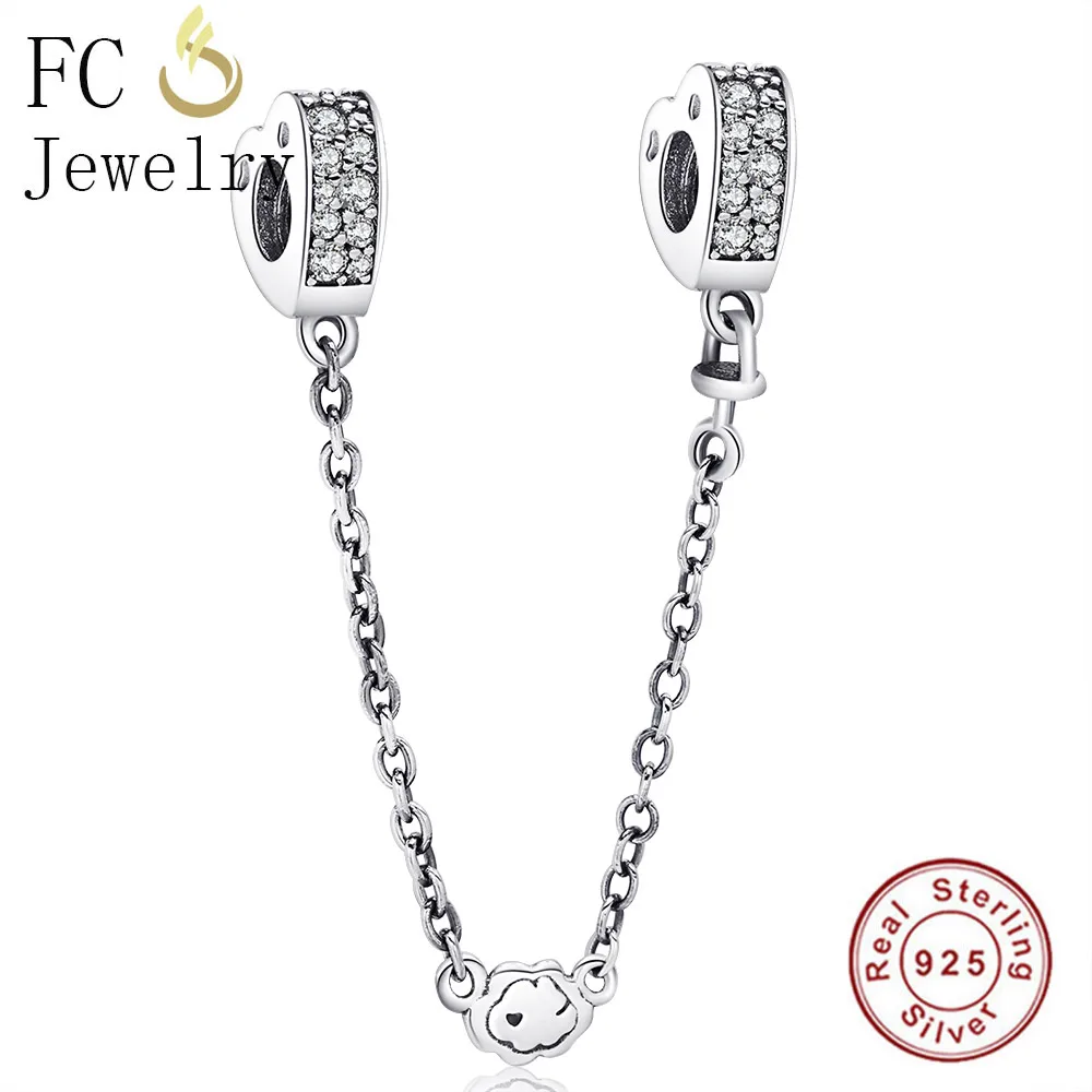 

FC Jewelry Fit Original Brand Charms Bracelet 925 Sterling Silver Hearts Mixed Cubic Zirconia Safety Chain Beads Women Berloque