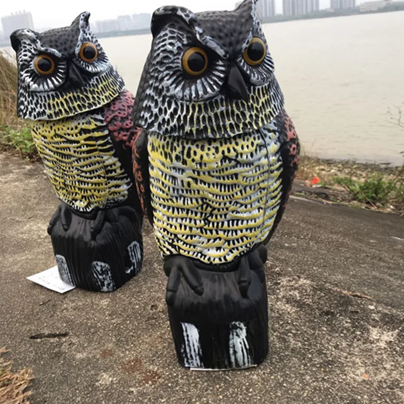 

Simulated Owl Shaped Garden Statue Rotating Head with Bearing Shaft Plastic Outdoor Hunting Decoy Garden Scene Decor Ornament