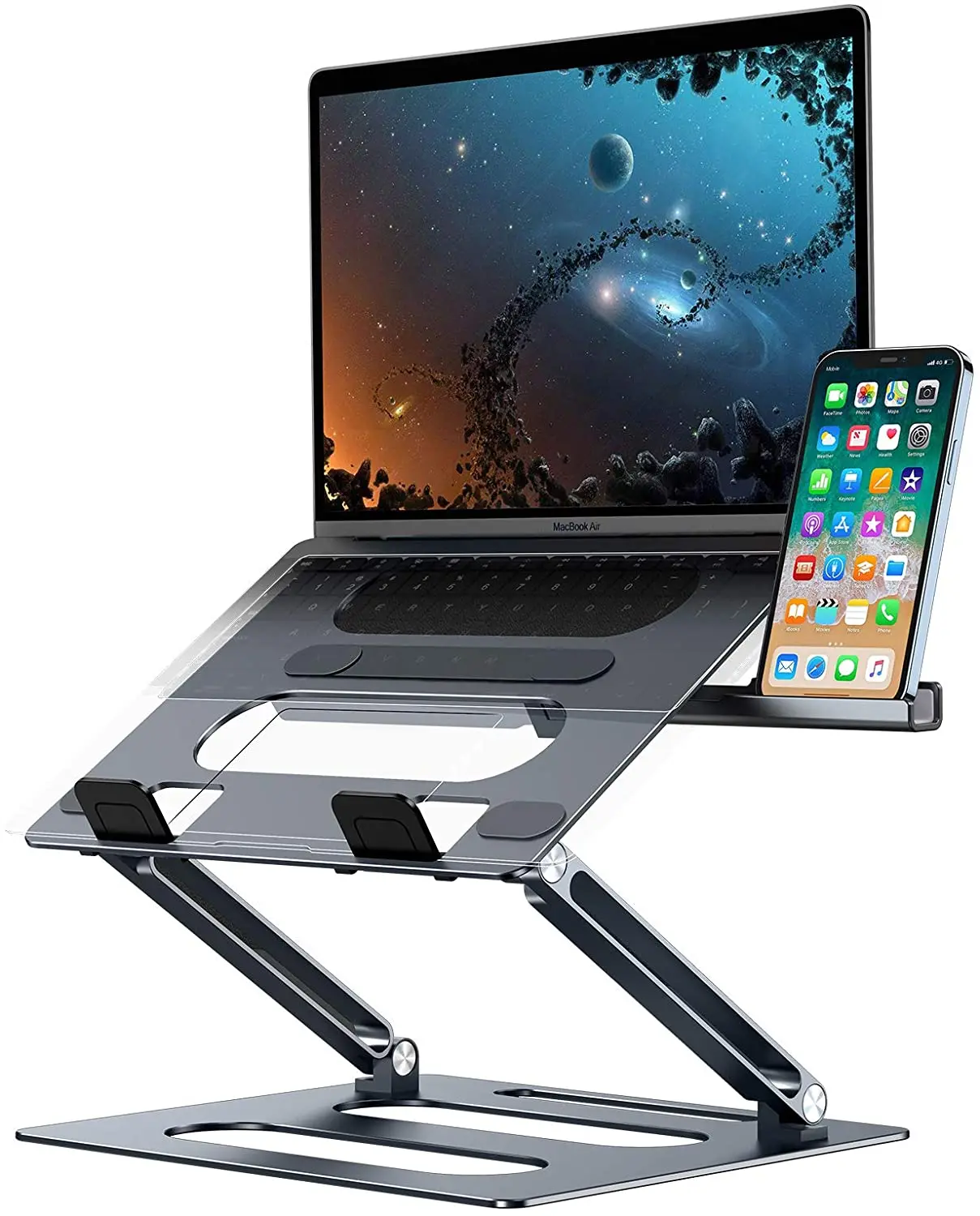 

Aluminum Laptop Stand Height Adjustable with Smartphone Holder Tablet Drawing Stand Notebook Riser Holder for MacBook iPadiPhone