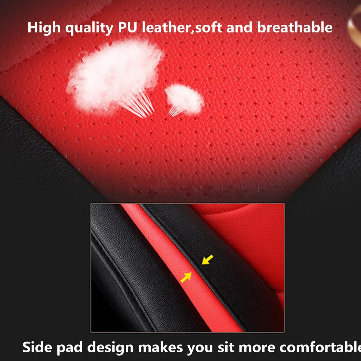 

Luxury Universal Car Seat Cover Set Breathabel PU Auto Seat Cushion Protection Mat Pad with Pillows Fit for Most Cars Front+Rear