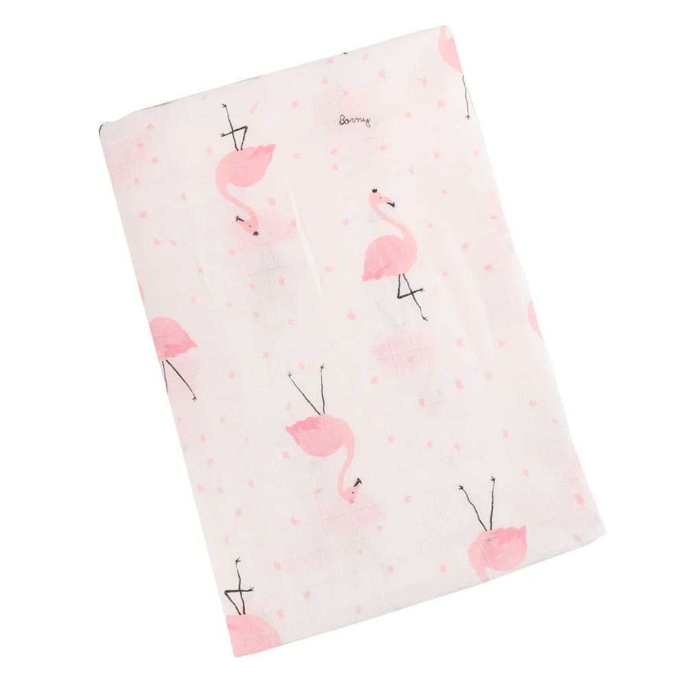 flamingo blanket09 Муслиновое хлопковое Пеленальное Одеяло для новорожденных; аксессуары для малышей; принт с животными и лимонами; детское одеяло для фотосъемки; Пеленальное Одеяло для мальчиков и девочек - Цвет: flamingo blanket09