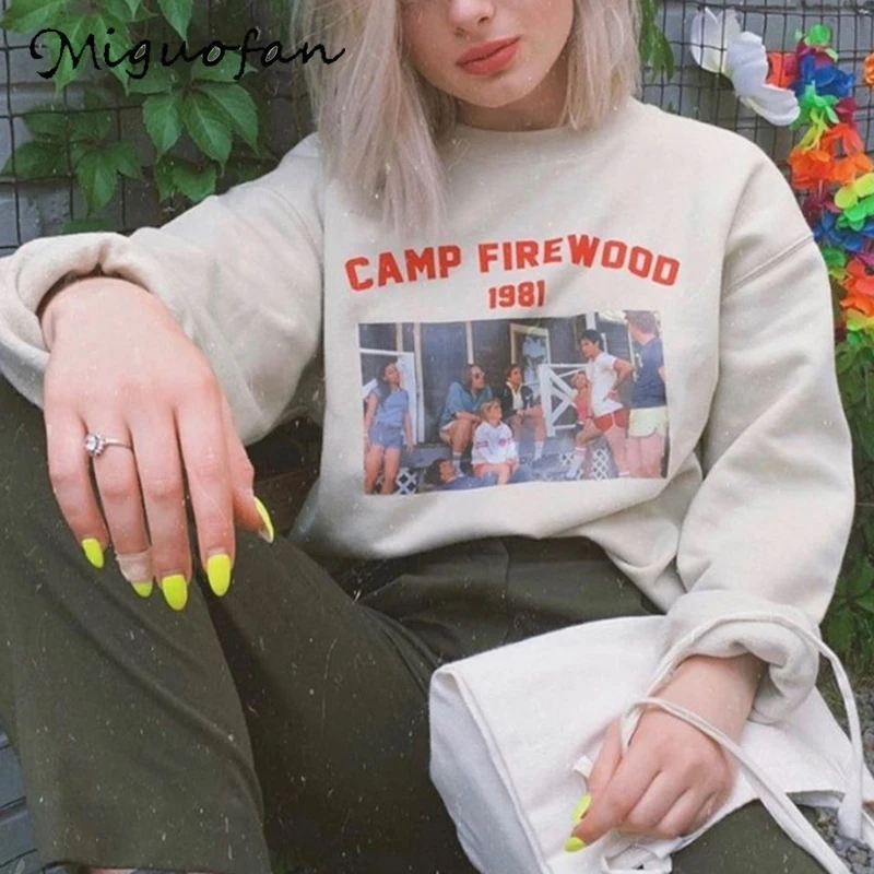 Miguofan женские толстовки с буквенным принтом свитшоты на осень и весну длинным