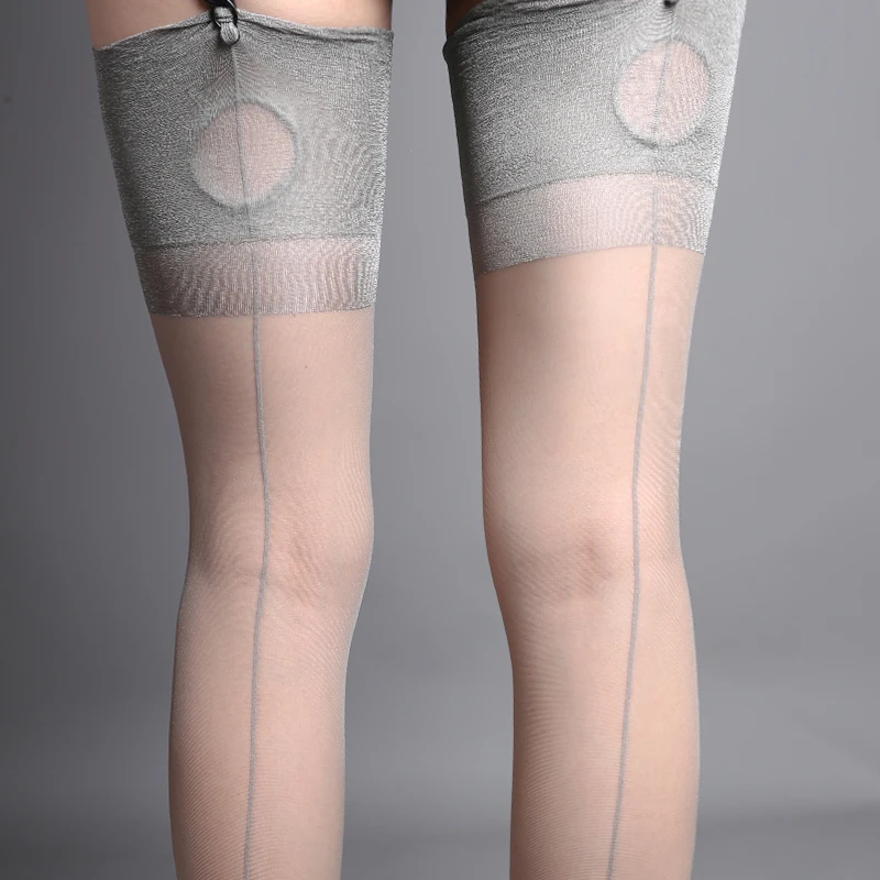 Чулки до бедра в стиле ретро с кубинским каблуком и швом сзади тонкие прозрачные