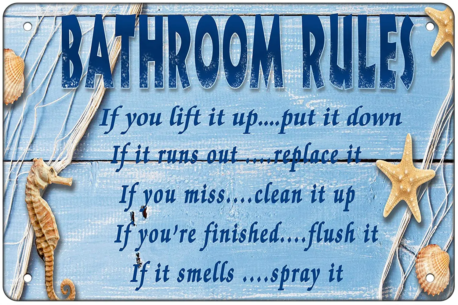 

Bathroom Rules If You Lift It Up Put It Down Interesting Retro Decorative Metal Tin Sign for Home Bathroom Restroom 8x12 Inches