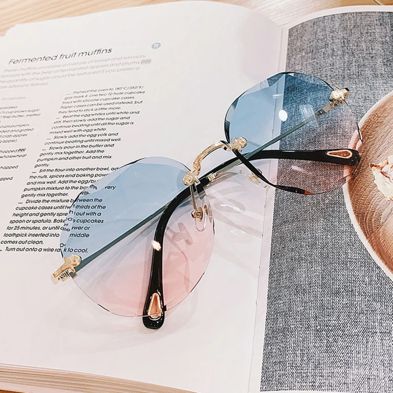 

2022 Oversize Rimless Women Sunglasses Luxury Brand Gradient Sun Glasses Vintage Outdoor Shades Oculos De Sol Feminino Uv400
