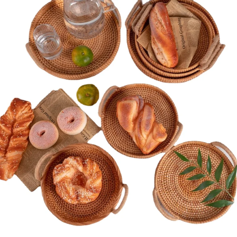 

Натуральная ротанговая ручная работа плетеная корзина для хранения ручная работа семейная Корзина для пикника для гостиной настольная кор...