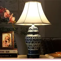 Porcelain Chinese Style Blue And White Porcelain Table Lamp Vintage Ceramic Decoration Table Lamps for Bedroom/Living Room