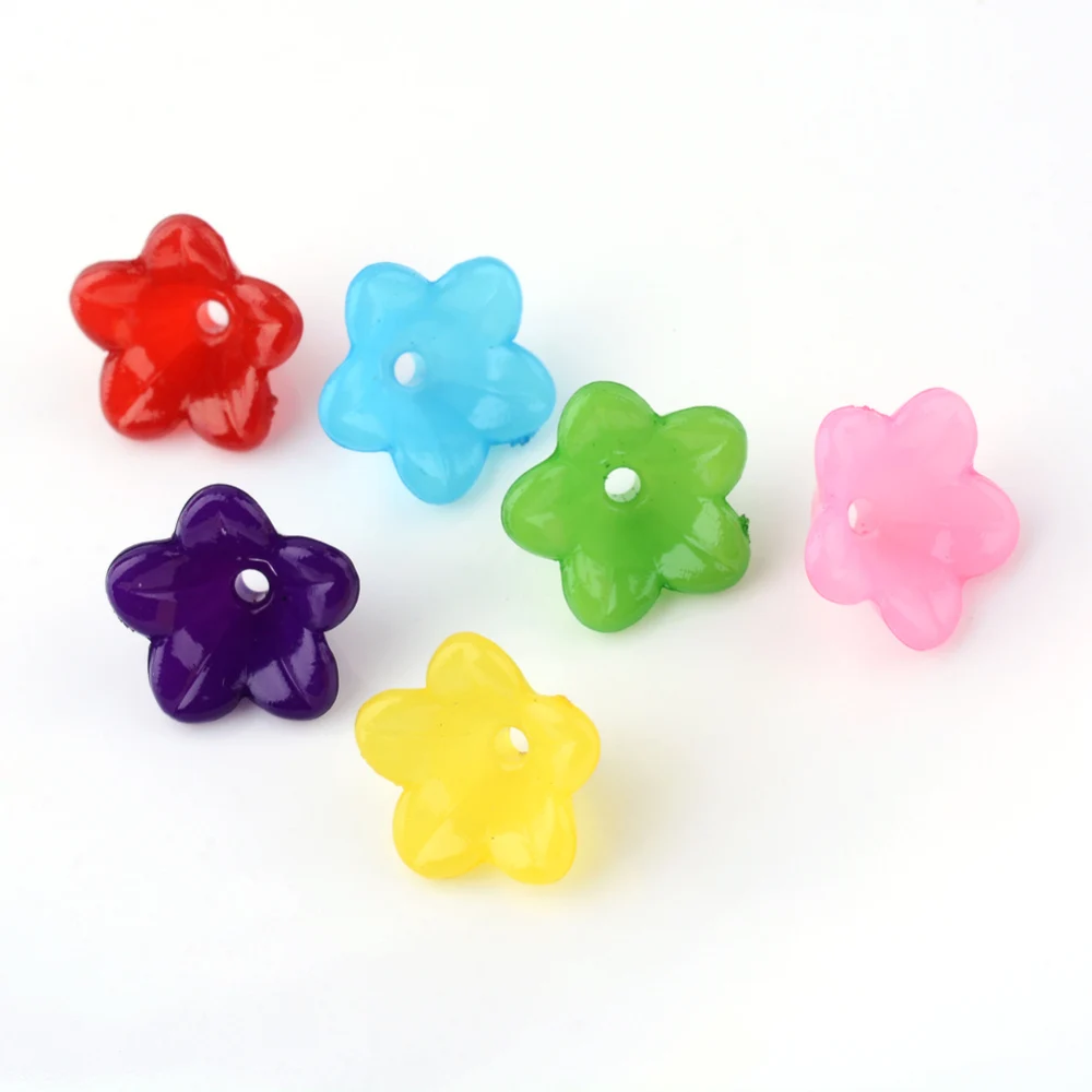 

200 шт., искусственные желеобразные цветы, 5 лепестков, смешанные цвета, 12,5x6,5 мм, отверстие: 1,5 мм