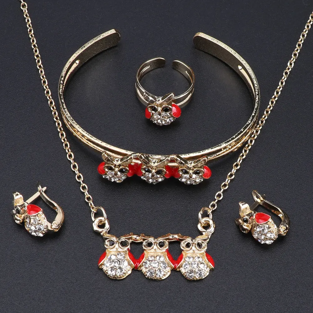 OEOEOS новые детские комплекты ювелирных изделий Детский костюм милые серьги с