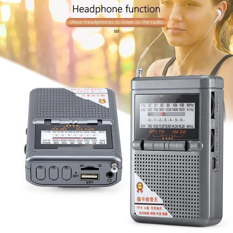 Полнодиапазонный радиоприемник FM/AM/SW World Band с ЖК-дисплеем Портативный карманное