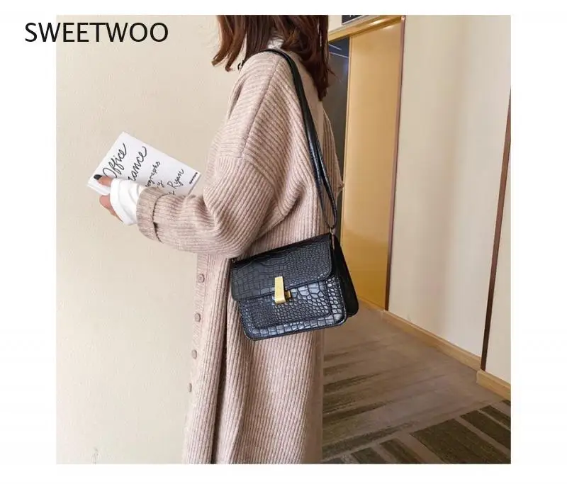 

Women's Crocodile Messenger Bag Luxury Handbag Designer Fashion Solid Color Hand Crocodile Shoulder Messenger Bag