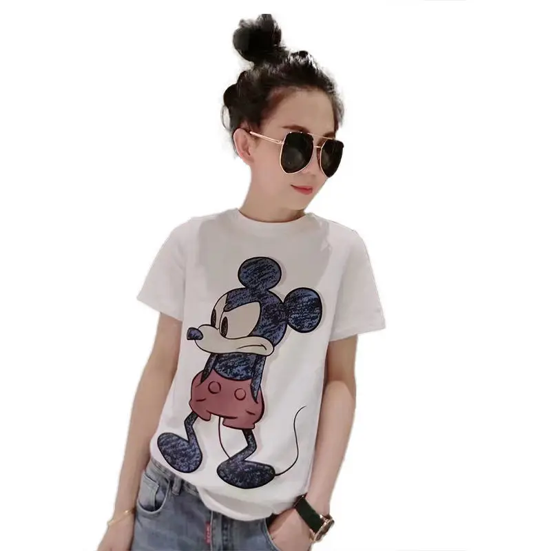 

Top High quality cotton t-shirt female star same loose student casual Korean printed cartoon versatile backing T-shirt fashion