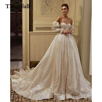 royal sequiens sparkly long wedding party dress a line sweetheart sleeves bridal bride evening night prom gowns 2022 vestidos