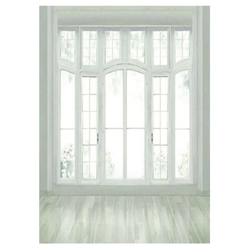 2Pcs 3X5ft Vinyl Photography Backdrops Wedding Background For Photo Studio - White Brick Wall Wood Floor &amp European Window |