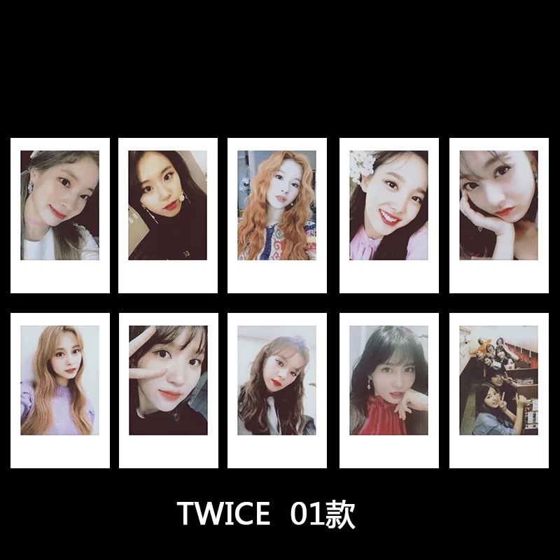 

10Pcs/ Set Kpop TWICE White Frame Paper Card LOMO Card Photocard Self Made Cards For Fans Collection Stationery