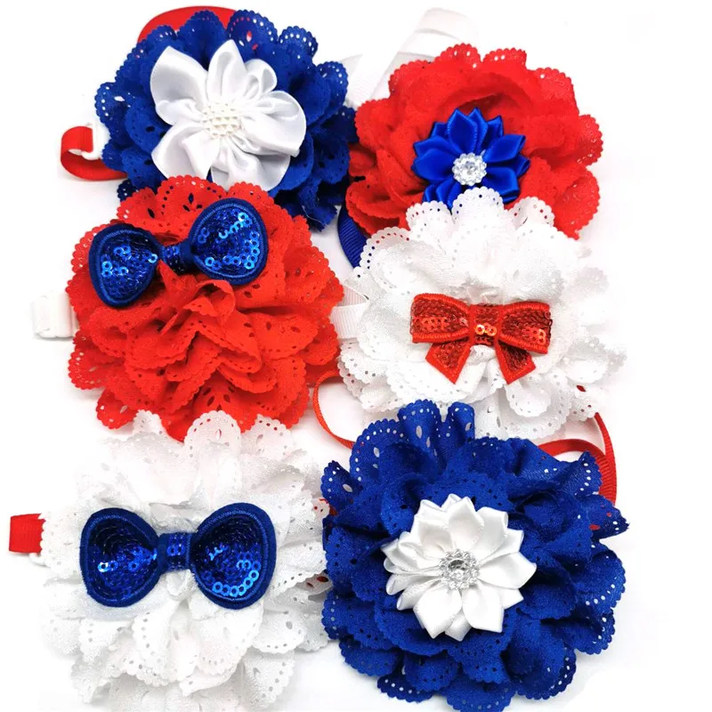 30/50 шт 4 июля Америка День Независимости собаки Bowties красочные цветочные бабочки