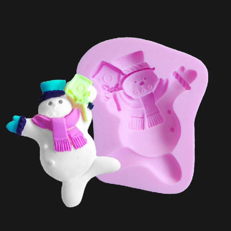 НОВАЯ РОЖДЕСТВЕНСКАЯ силиконовая форма 3D Рождественский снеговик помадка для