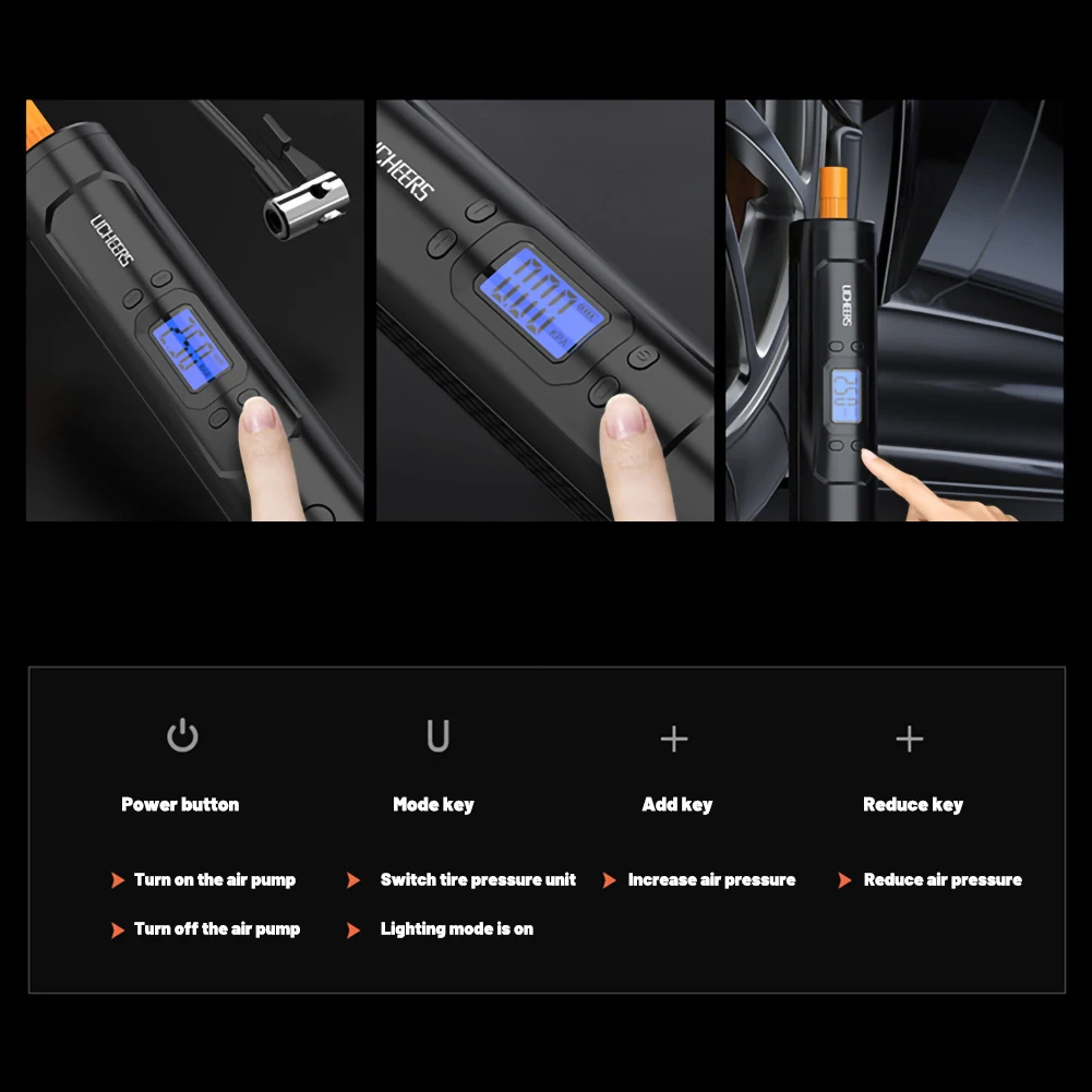 Barato Compresor De Aire Portátil De 6000mAh, Inflador De Neumáticos De 12V, 150 PSI, Bomba Eléctrica Automática Para Coche, Motocicleta Y Bicicleta Con Luz LED LCD Digital