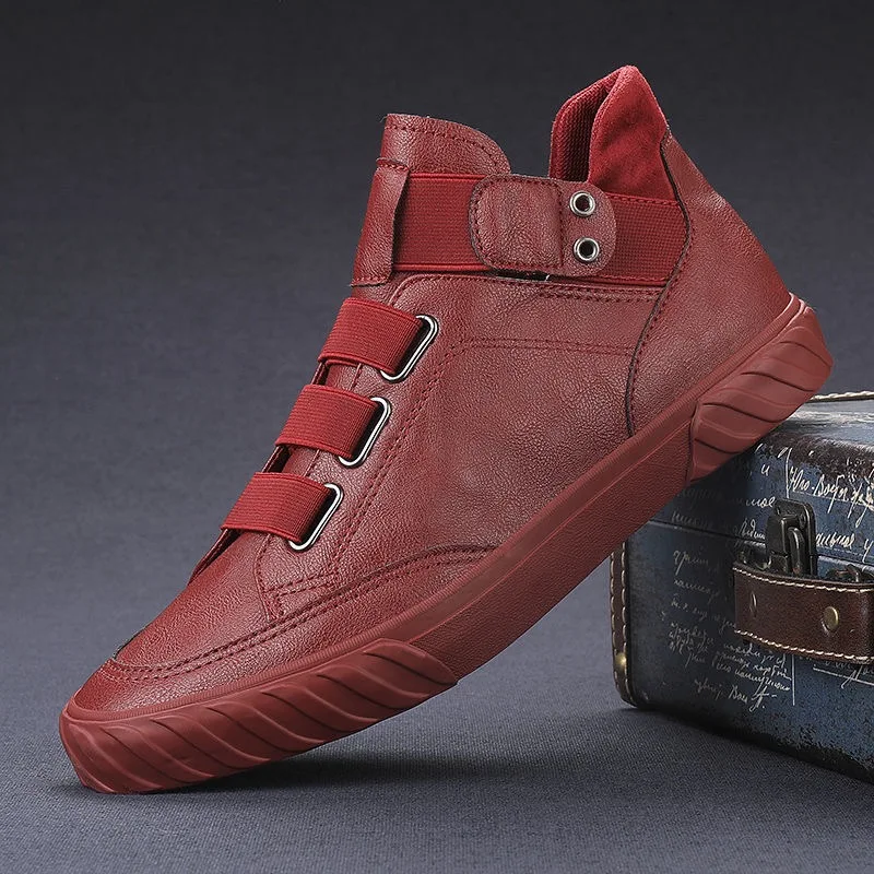 

Brand New Men's Leather Shoes Korean Trend Comfortable Loafer Men Shoes British Fashion Men High Top Sneakers New Moccasins Men