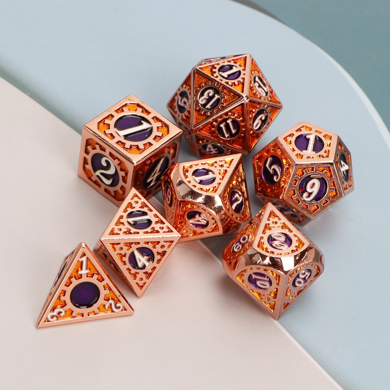 

Cobalt Cogs Dnd Dice, Polyhedral D&d Dice Sets ,Dice With Gears Design For D and D ,7 Pcs Rpg Dice For Board Game