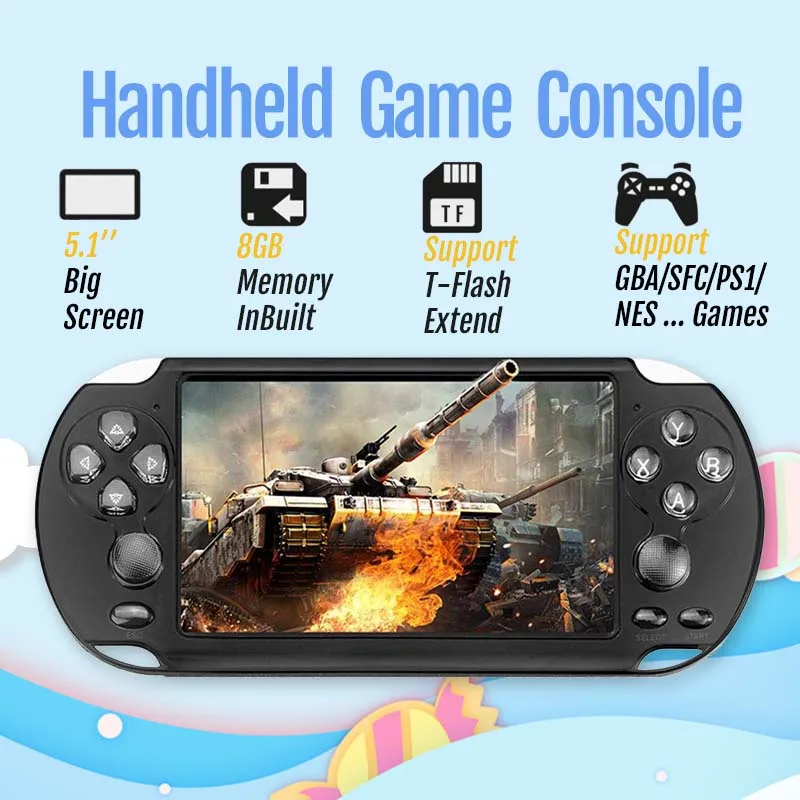 Портативная игровая консоль с 5,1 дюймовым ЖК-дисплеем, портативная ретро-видео консоль для детей и взрослых X9s для psp, игровой плеер
