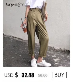 TWOTWINSTYLE повседневные модные женские брюки с высокой талией и карманами на молнии, широкие женские брюки больших размеров, весна, Корейская Новинка