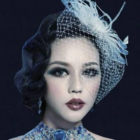 2020 wedding bridal hats and fascinatorsheadpieceparty hatcorsage elegant tulle with feather and imitation pearls white
