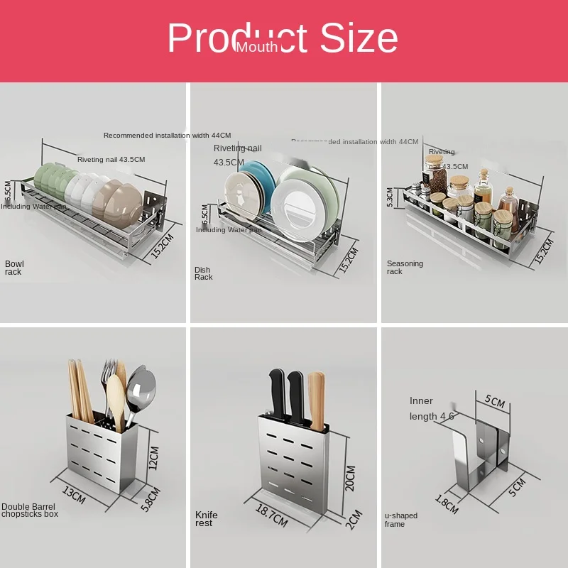 

Stainless Steel Dish Draining Rack Wall Hanging Dish Draining Rack Punch-Free Kitchen Storage Rack Bowl Rack Storage