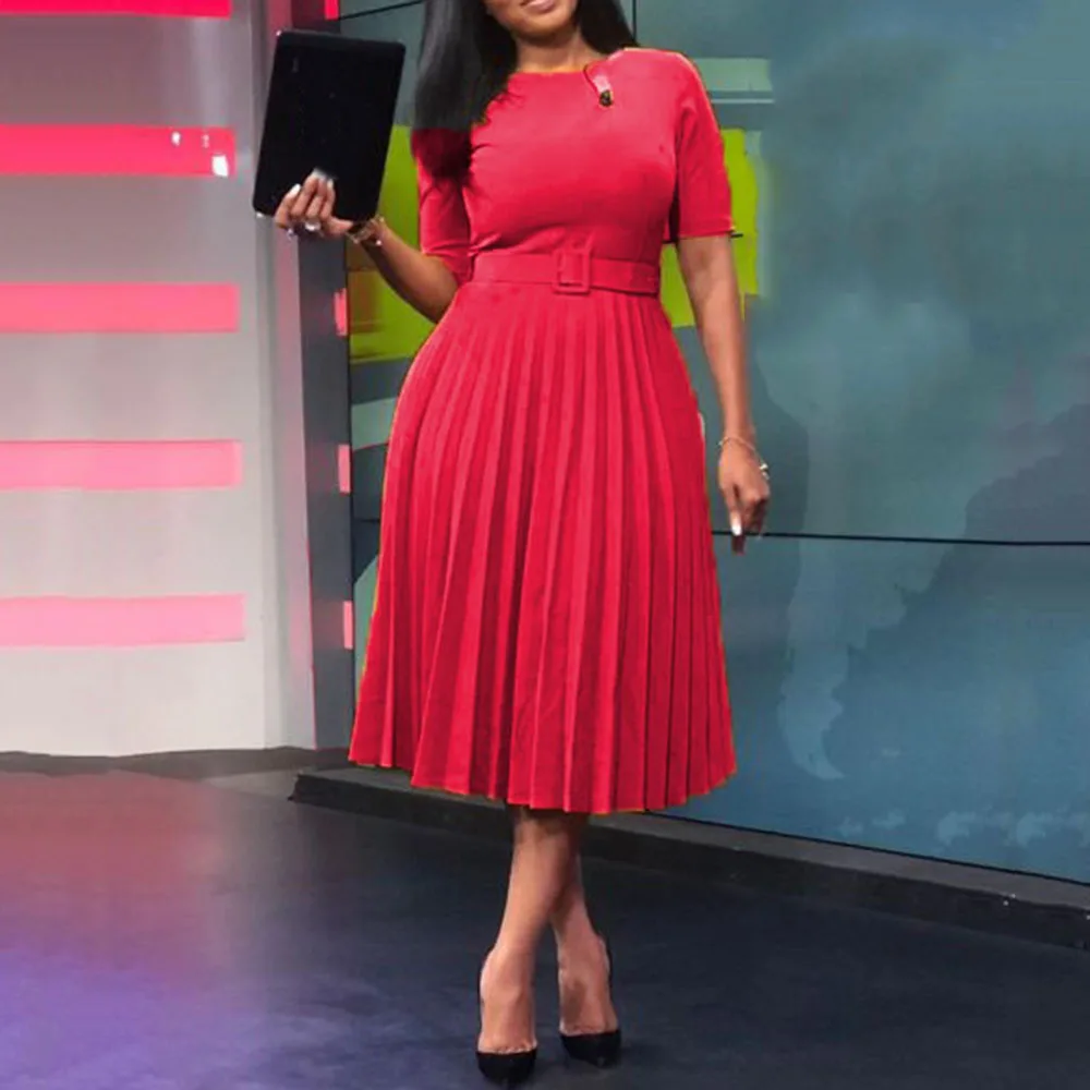 Платье женское Плиссированное средней длины желтое в африканском стиле|Женские