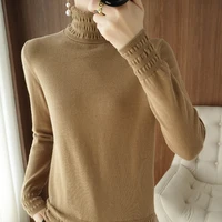 pure cotton t shirt 2021 spring and autumn new womens turtleneck pullover casual knitted tops women jacket large size sweater