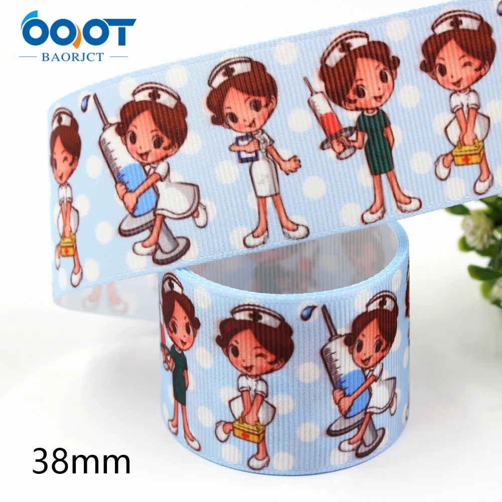 1-1/2 &quot5 ярдов медсестры доктор Печать Grosgrain ленты DIY ручной работы ребенок Бант