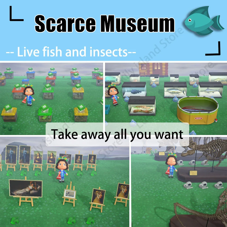 

Animal Rare Museum live fish and insects Art, paintings and statues DODO Code Service ACNH