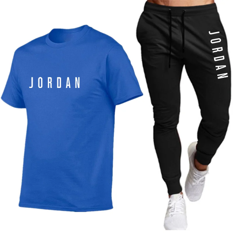 

Casual sportswear summer letter printing suit sportswear men's jogging fitness suit men's suit T-shirt + pants 2-piece set