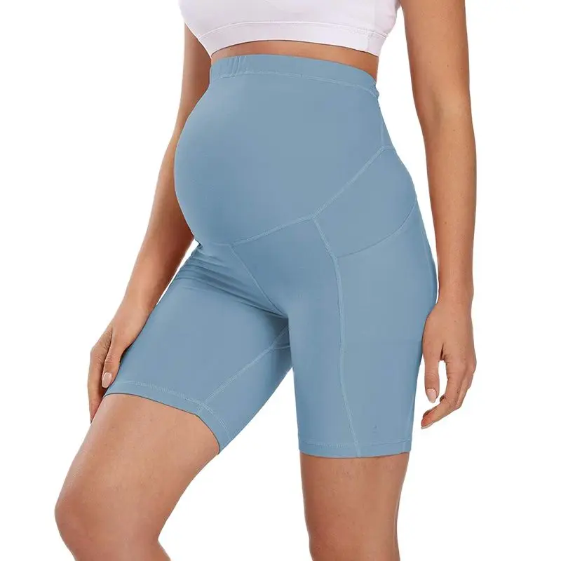 

Pregnant Woman Shorts Plus Size Summer High Waist Hot Pants Stretchy Black Yoga Shorts with Pockets for Women