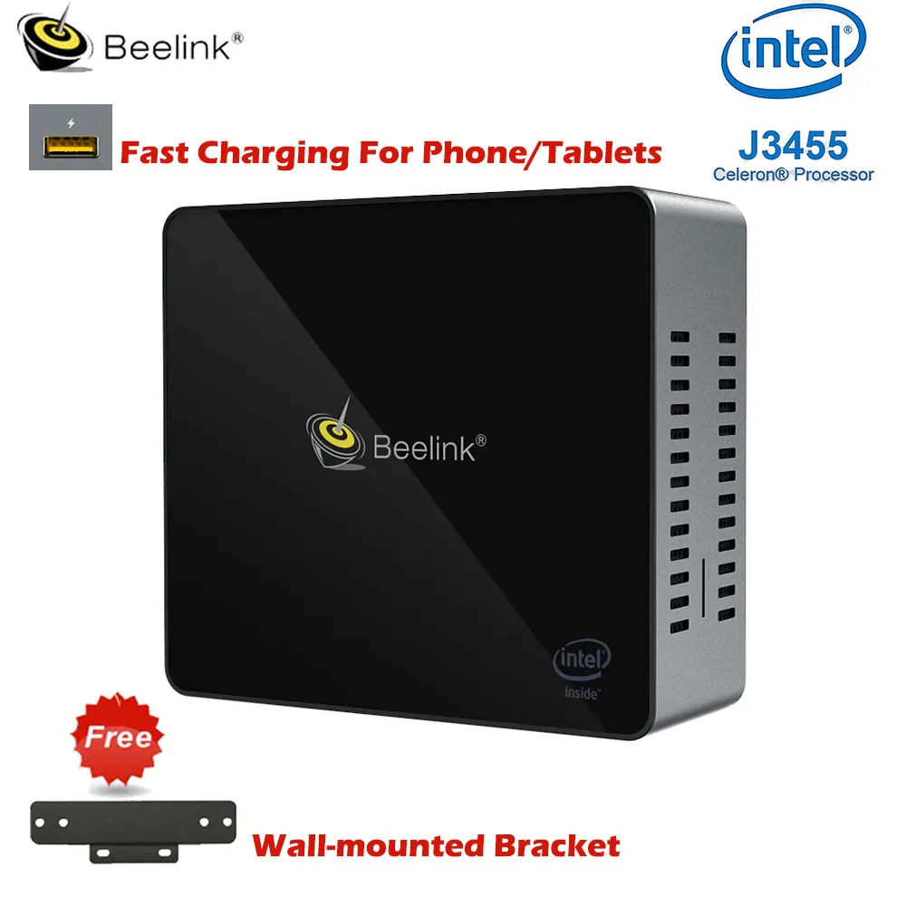 Beelink J34 Apollo Lake Celeron J3455 настоящий Windows 10 Мини ПК Поддержка DHH 8 Гб 256 ГБ 64 бит