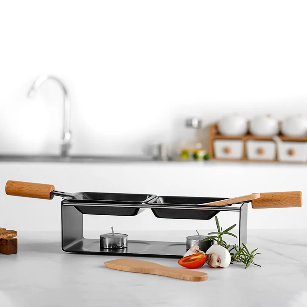 1 шт. двухголовая деревянная ручка мини антипригарный лоток для барбекю восковая