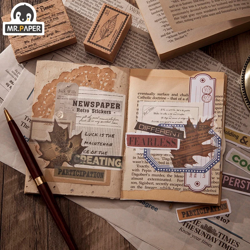 Mr. Paper 8 видов конструкций Ins Wind News Бумажные Вырезки серия два материала наклейки