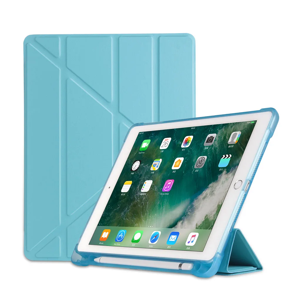 Для iPad Pro 10,5 чехол с карандашом, мягкий чехол для iPad Air 3, кожаный чехол для iPad 10,2, чехол 7-го поколения - Цвет: Синий