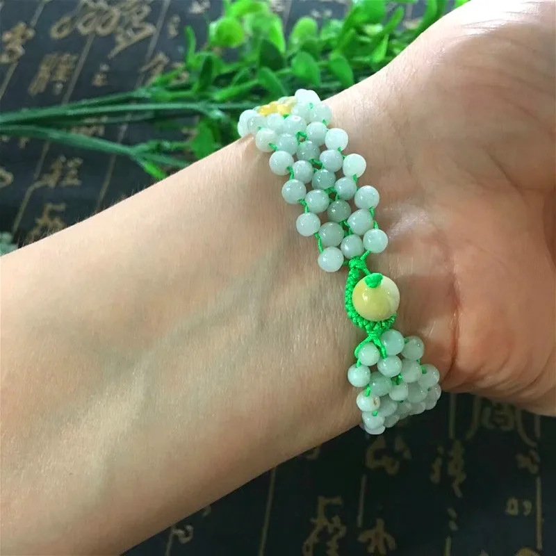 Сертифицированный китайский нефрит жадеит изумруд Подсолнух бусины Браслет