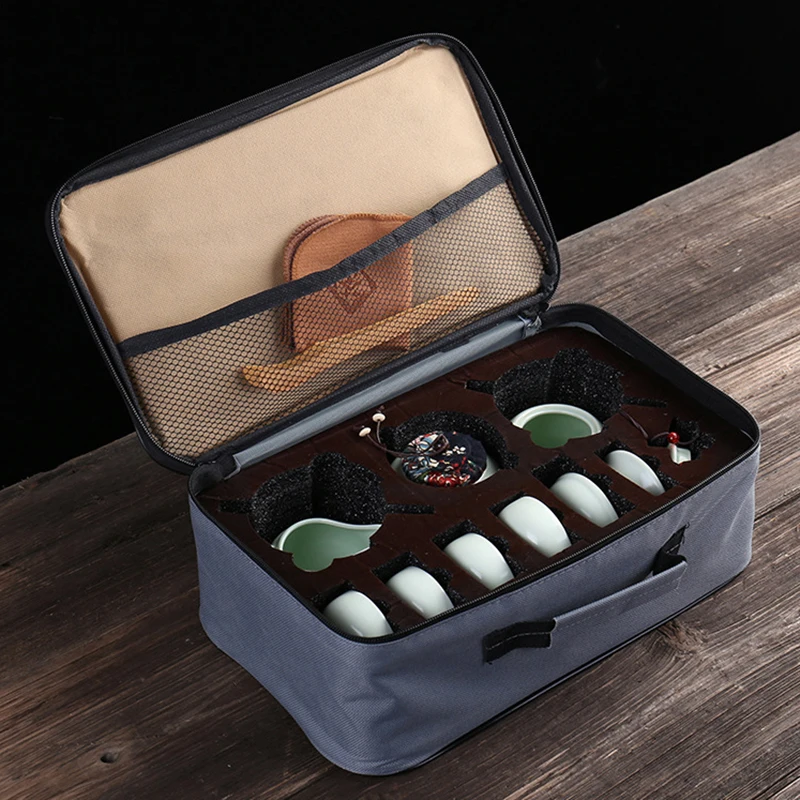 Customize Chinese Kung Fu Teaset Ceramic Portable Teapot Set Outdoor Travel Gaiwan Tea Cups of Ceremony Teacup Fine Gifts | Дом и сад