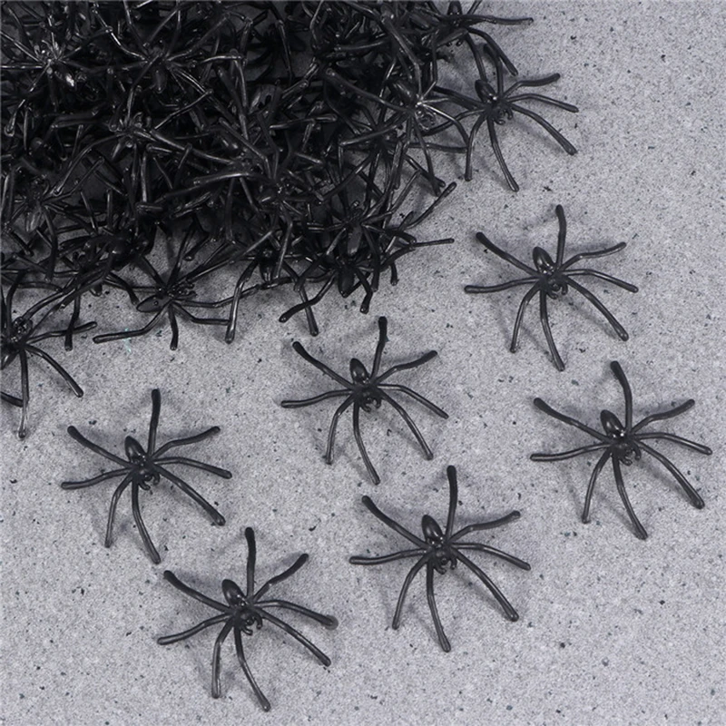 100 pcs Plastic Fake Spider Practical Jokes Props Realistic for Prank Halloween Party Decoration | Дом и сад