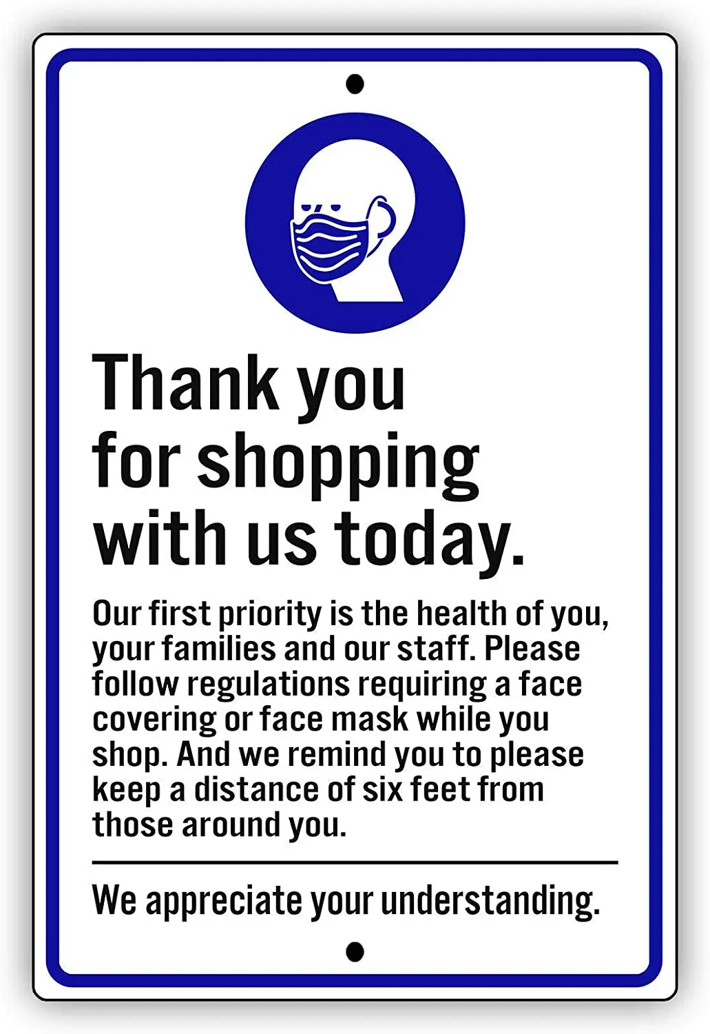 

Afterprints Thank You for Shopping with Us Today Notice Unique Novelty Indoor Outdoor Aluminum Metal Sign 12"x8"
