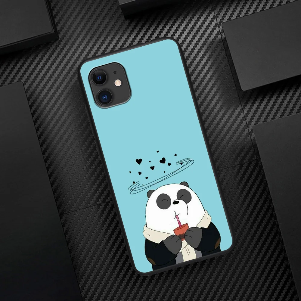

Cartoon We Bare Ice Bear Panda Phone Case For Iphone 5 5S SE 2020 6 6S 7 8 Plus 11 12 Mini X XS XR Pro Max black Funda Painting