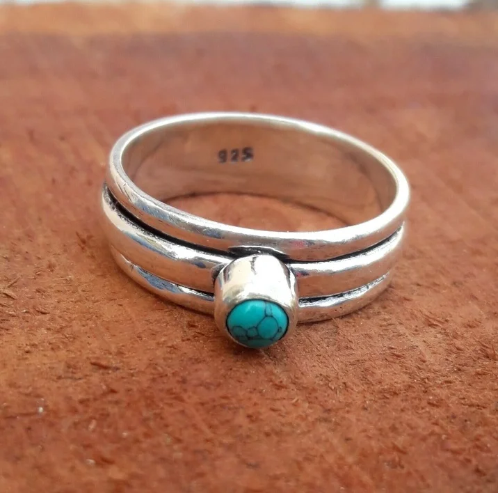 Женские винтажные кольца в стиле бохо тибетские этнические из смолы с синим