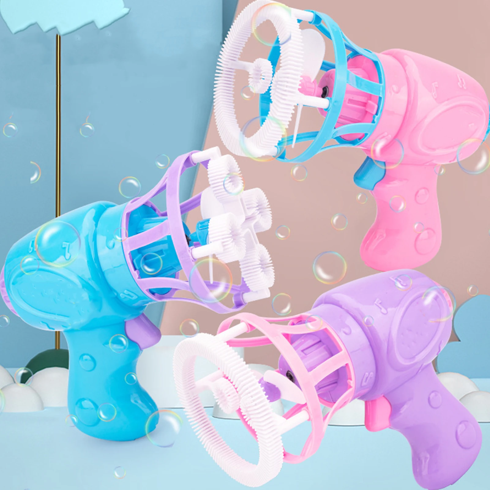 

Light Purple Fan Bubble Machine Automatic Bubble Blowing Toys Children'S Outdoor Garden Toys