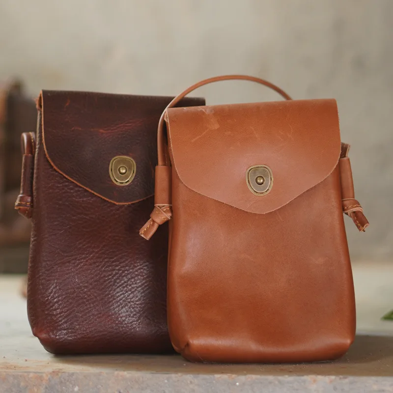 

leather man's bag fashion Men's and women's multi-color crossbody bag Mobile phone bag Portable strap Men's Crossbody bag