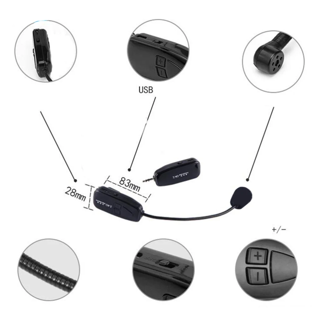 

2.4G Wireless Tie Clip Microphone Lavalier Lapel MIC Mobile Phone Wireless Microphone Erhu Pickup (Black)