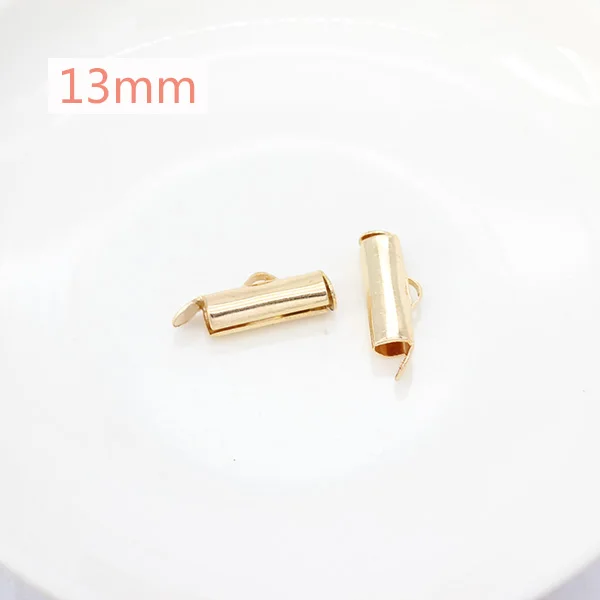 13mm kc gold 50p 10/13/16/20/25/30/35/40 мм цвет серебристый, золотой бисером Miyuki скользят по конечных застежка трубка Ползунки с торцевыми крышками разъем для бисером цилиндр - Цвет: 13mm kc gold