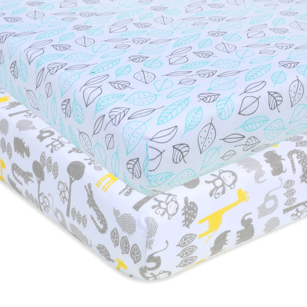 

Crib Sheet Set 100% Jersey Cotton | 2-Pack | Fitted Cotton Baby Universal Crib Sheets for Boys & Girls | Mattress Bedding Set