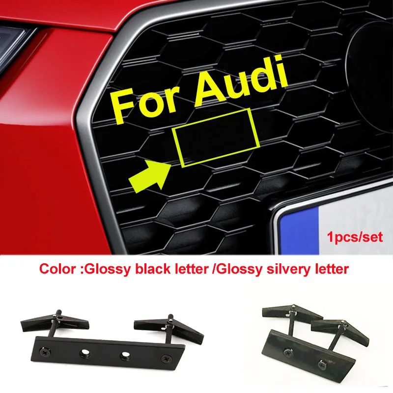 Наклейка с буквой и номером на переднюю решетку радиатора черная/серебристо